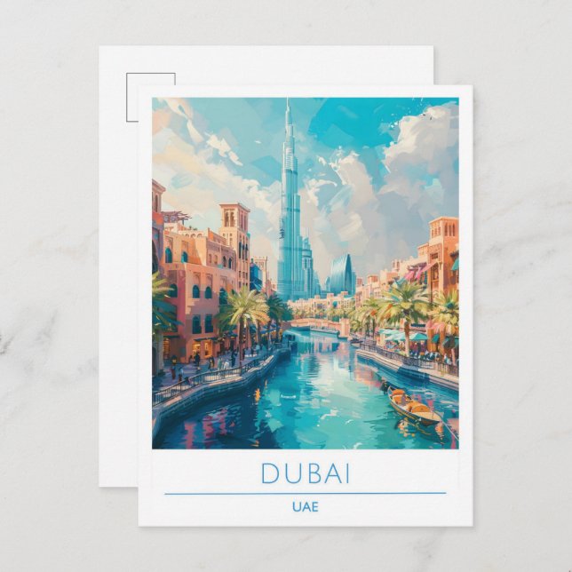 Cartão Postal Viagens vintage de Dubai EAU (Frente/Verso)