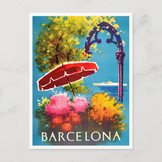 Cartão Postal Viagens vintage de Espanha de Barcelona (Frente)