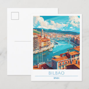 Cartão Postal Viagens vintage de Espanha do rio Nervion Bilbao