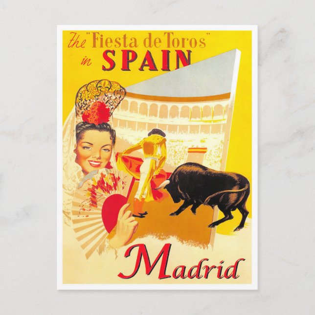 Cartão Postal Viagens vintage de Espanha Madrid (Frente)