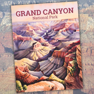 Cartão Postal Viagens vintage de Grand Canyon de Aquarela Person