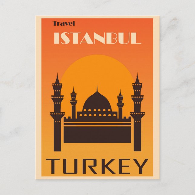 Cartão Postal Viagens vintage de Istambul Turquia (Frente)