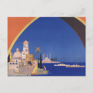 Cartão Postal Viagens vintage de linha de cruzeiros mediterrânic