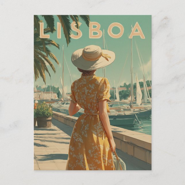 Cartão Postal Viagens vintage de Lisboa (Frente)