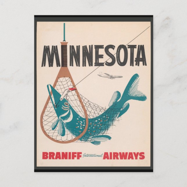 Cartão Postal Viagens vintage de Minnesota (Frente)