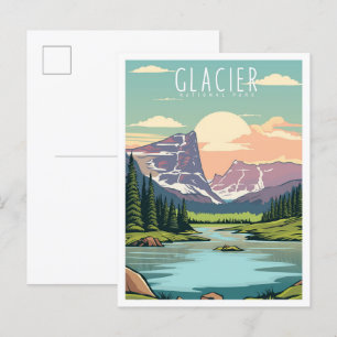 Cartão Postal Viagens vintage de Montana do Glacier National Par