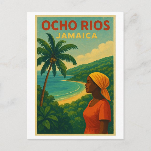Cartão Postal Viagens vintage de Ocho Rios - Jamaica (Frente)