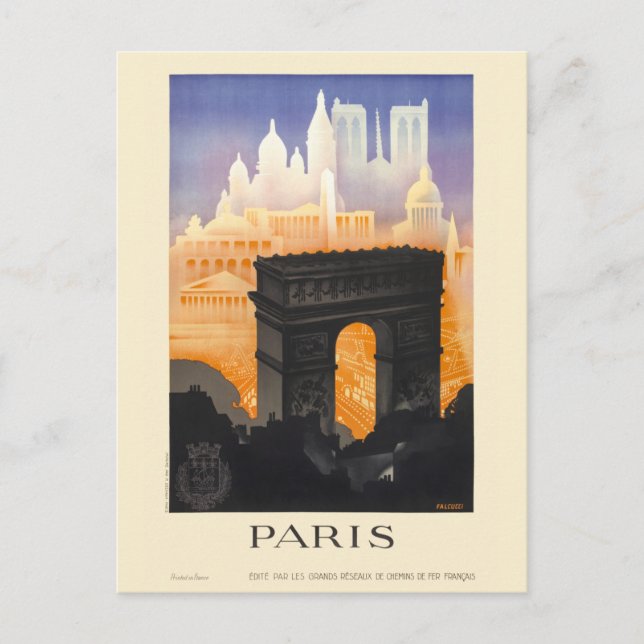 Cartão Postal Viagens vintage de Paris de 1935 (Frente)