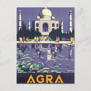 Cartão Postal Viagens vintage de Poster Agra