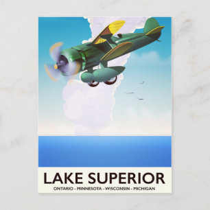 Cartão Postal Viagens vintage de poster do lago Superior