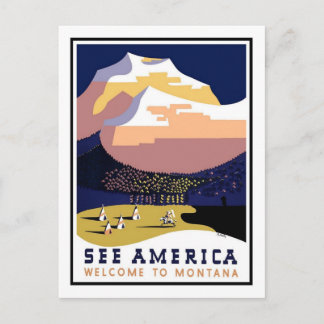 Cartão Postal viagens vintage de Poster, Montana
