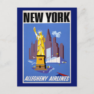 Cartão Postal Viagens vintage De Poster Para Alegheny Airlines