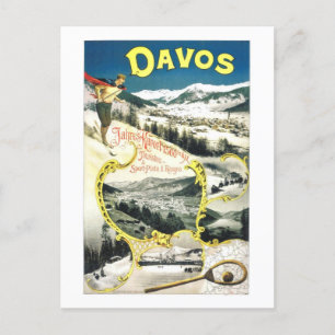 Cartão Postal Viagens vintage de Poster para Davos, Suiça,