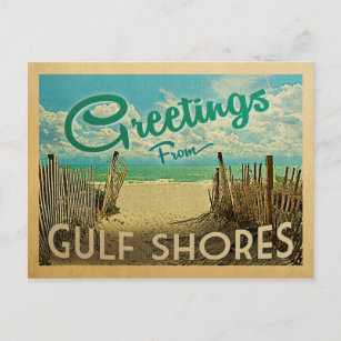 Cartão Postal Viagens vintage de praia do Golfo