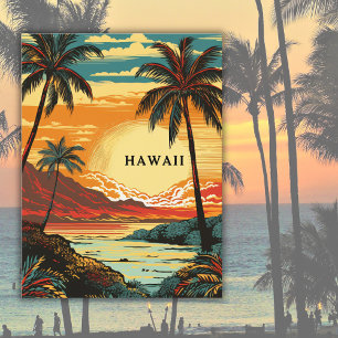 Cartão Postal Viagens vintage de Praia Tropical do Havaí