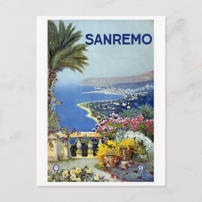 Cartão Postal viagens vintage de "Sanremo" (Frente)