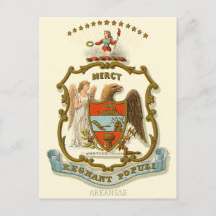 Cartão Postal Viagens vintage do Arkansas - casaco de armas do E