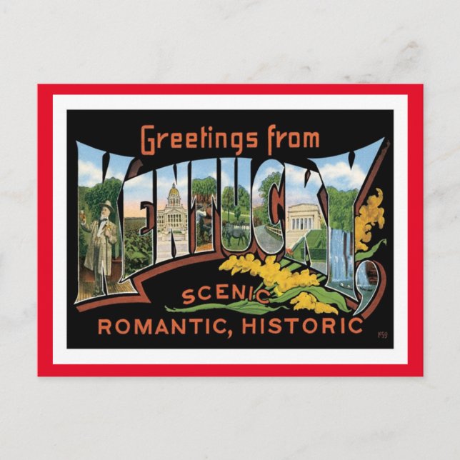 Cartão Postal Viagens vintage do Kentucky (Frente)