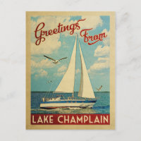 Viagens vintage do Lago Champlain Sailboat