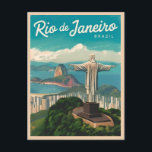 Cartão Postal Viagens vintage do Rio de Janeiro Brasil<br><div class="desc">Abraçar a beleza cênica do Rio de Janeiro com este design inspirado na viagem retro, com o Cristo icônico da estátua Redeemer. Infundada com vibrações nostálgicas e charme de safra, esta peça captura a presença majestosa e o significado cultural de um dos marcos mais famosos do mundo em uma estética...</div>