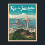 Cartão Postal Viagens vintage do Rio de Janeiro Brasil<br><div class="desc">Abraçar a beleza cênica do Rio de Janeiro com este design inspirado na viagem retro, com o Cristo icônico da estátua Redeemer. Infundada com vibrações nostálgicas e charme de safra, esta peça captura a presença majestosa e o significado cultural de um dos marcos mais famosos do mundo em uma estética...</div>