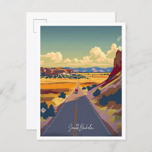 Cartão Postal Viagens vintage dos Estados Unidos da Dakota do Su