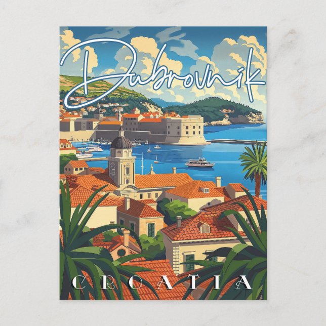 Cartão Postal Viagens vintage Dubrovnik Croácia (Frente)