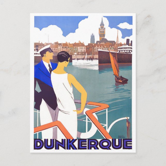 Cartão Postal Viagens vintage Dunkerque France (Frente)