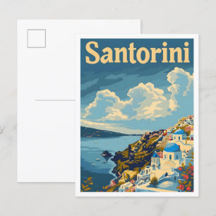 Cartão Postal Viagens vintage elegante da Grécia Santorini