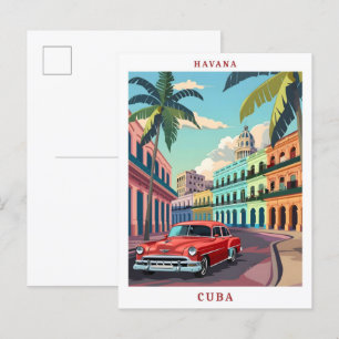 Cartão Postal Viagens vintage Elegante de Arte em Havana Cuba
