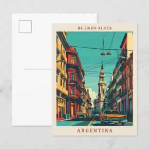 Cartão Postal Viagens vintage Elegante de Buenos Aires Argentina