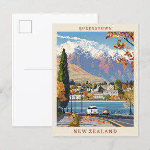 Cartão Postal Viagens vintage Elegante Nova Zelândia de Queensto