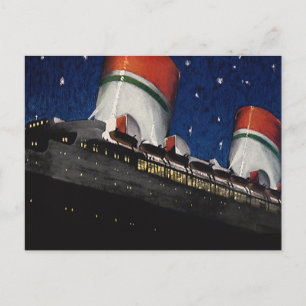 Cartão Postal viagens vintage, Férias num Navio de Cruzeiro à 