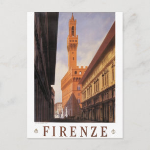 Cartão Postal viagens vintage, Firenze, Florença, Palazzo Vecch