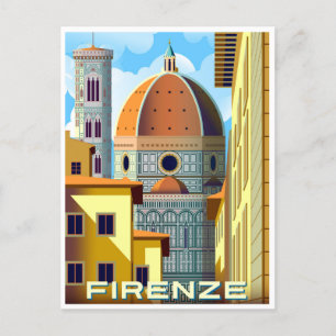 Cartão Postal Viagens vintage Florence Firenze Itália Church Duo