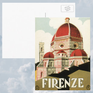 Cartão Postal Viagens vintage Florence Firenze Itália Church Duo