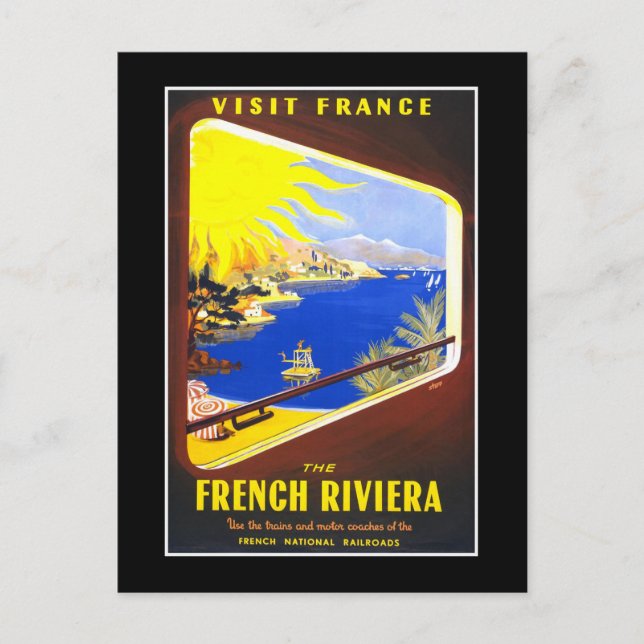 Cartão Postal Viagens vintage francesa Riviera (Frente)