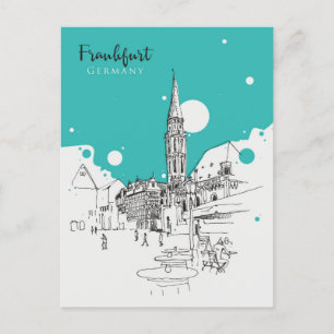 Cartão Postal Viagens vintage Frankfurt Skyline Alemanha Vintage