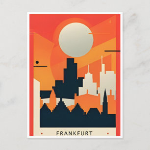 Cartão Postal Viagens vintage Frankfurt Skyline Alemanha Vintage