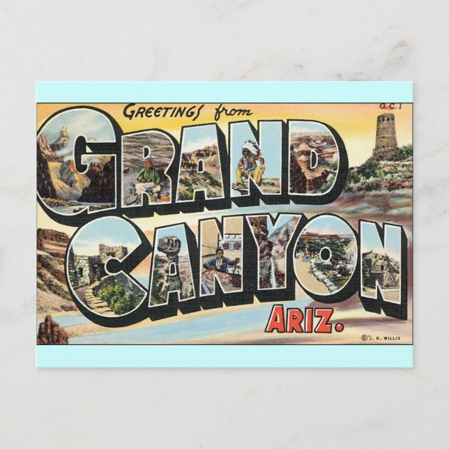 Cartão Postal Viagens vintage Grand Canyon (Frente)