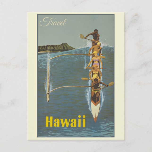 Cartão Postal Viagens vintage Hawaii (Frente)