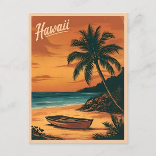 Cartão Postal Viagens vintage Hawaii Beach Sunset Retro Scenario