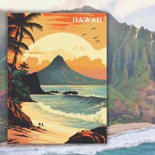 Cartão Postal Viagens vintage Hawaii Volcano Beach