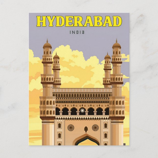 Cartão Postal Viagens vintage Hyderabad India Pakistan Férias (Frente)
