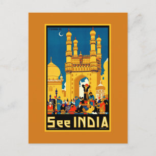 Cartão Postal Viagens vintage Índia Hyderabad