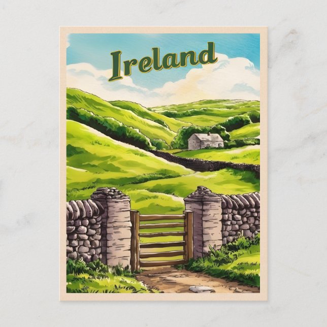 Cartão Postal Viagens vintage Irlanda - Países Retrospectivos (Frente)