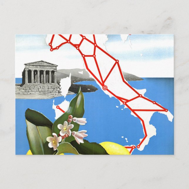 Cartão Postal Viagens vintage Itália (Frente)