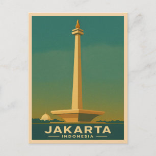 Cartão Postal Viagens vintage Jakarta Indonésia - Gráfico Retroa