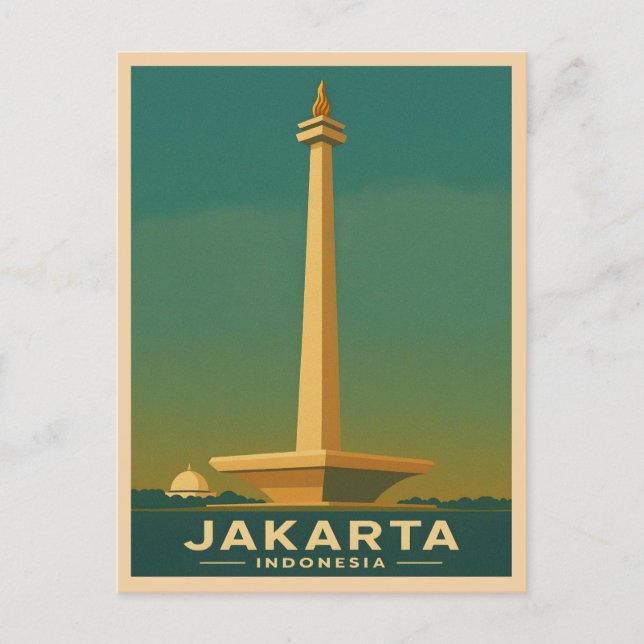 Cartão Postal Viagens vintage Jakarta Indonésia - Gráfico Retroa (Frente)