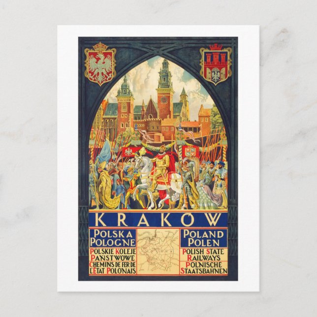 Cartão Postal Viagens vintage Krakow (Frente)